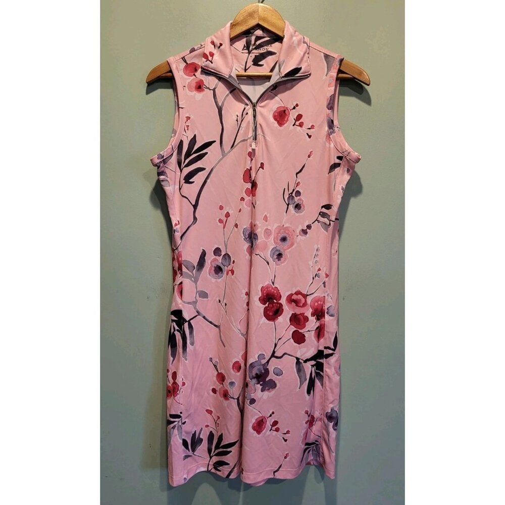 Sleeveless Pink Floral Zip-Front Dress